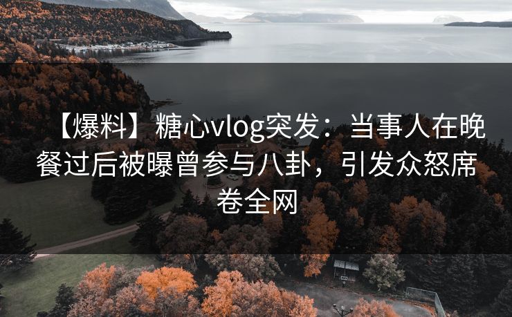 【爆料】糖心vlog突发：当事人在晚餐过后被曝曾参与八卦，引发众怒席卷全网