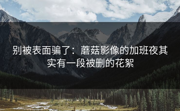 别被表面骗了：蘑菇影像的加班夜其实有一段被删的花絮