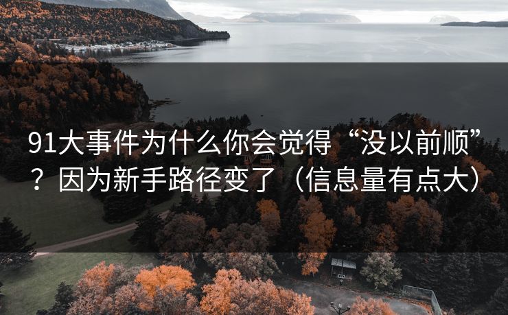 91大事件为什么你会觉得“没以前顺”?因为新手路径变了(信息量有点大)