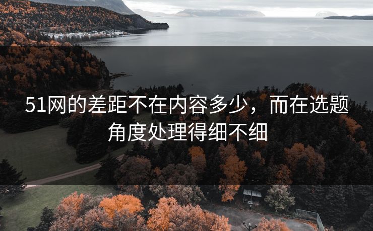 51网的差距不在内容多少，而在选题角度处理得细不细